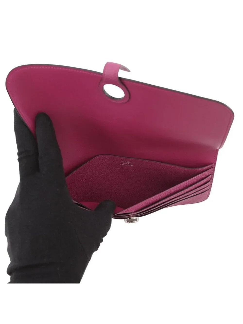 Hermes Wallet Dogon Long Rosepurple Silver Togo